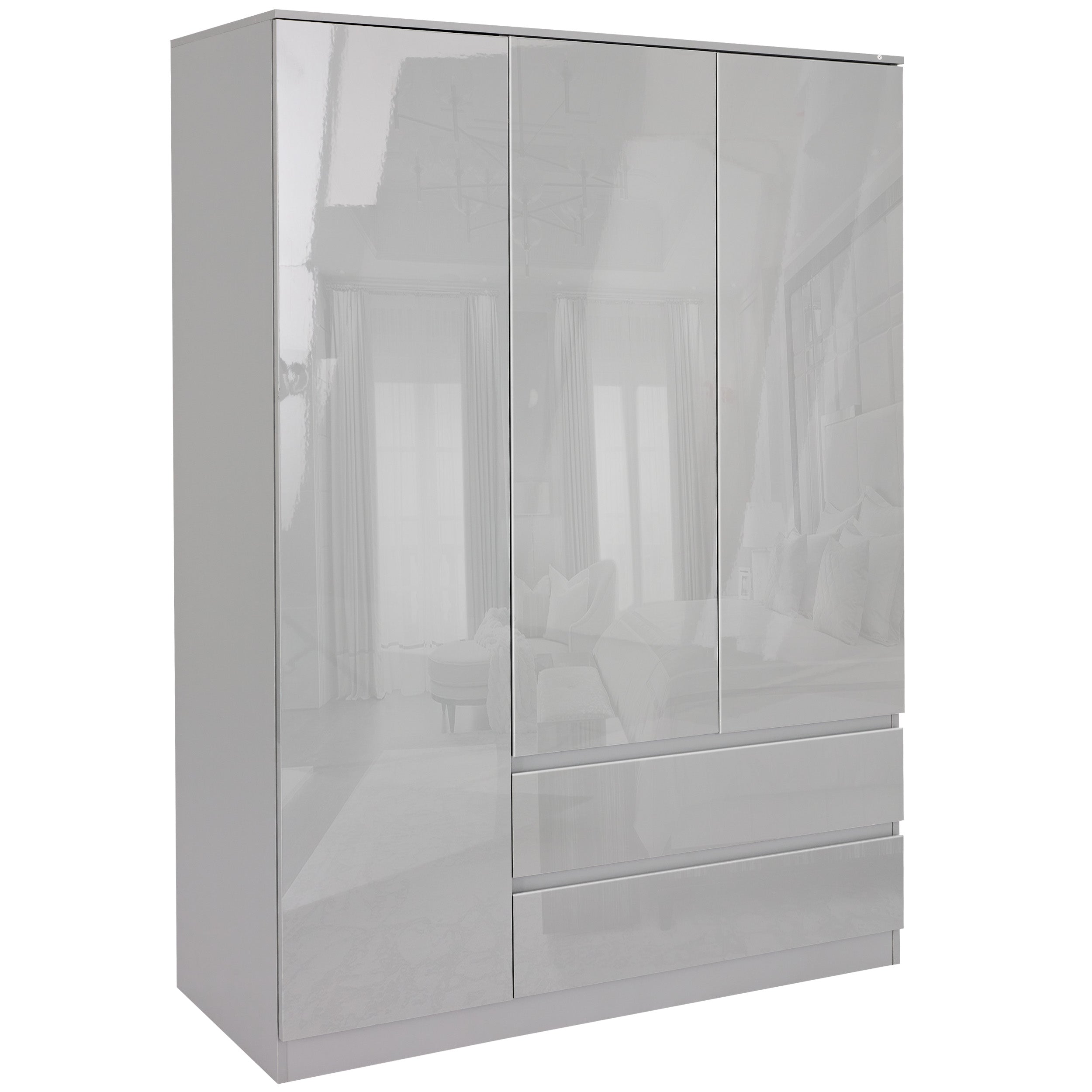 Blisswood High Gloss 3 Door Wardrobe and 8 Drawer Chest Bedroom Set