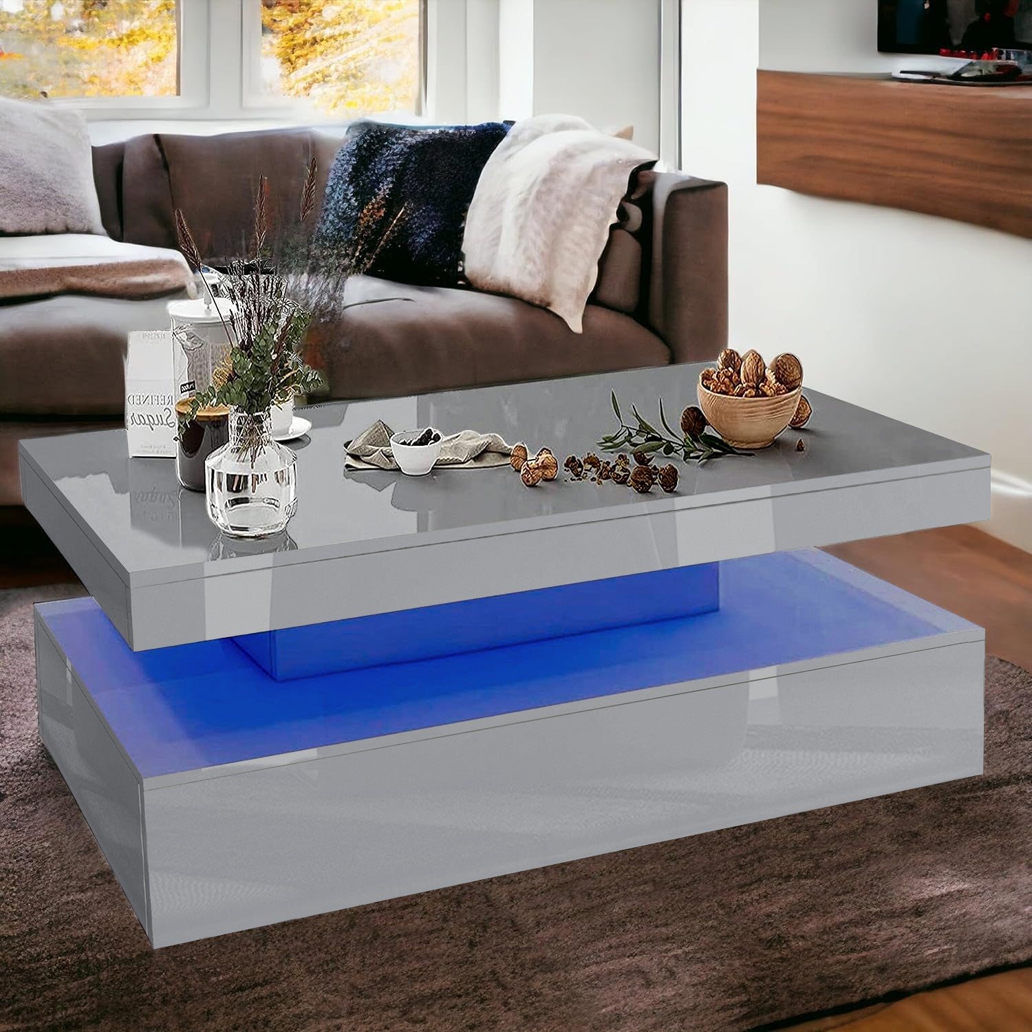 Blisswood Modern LED Coffee Table: Illuminate Your Living Space
