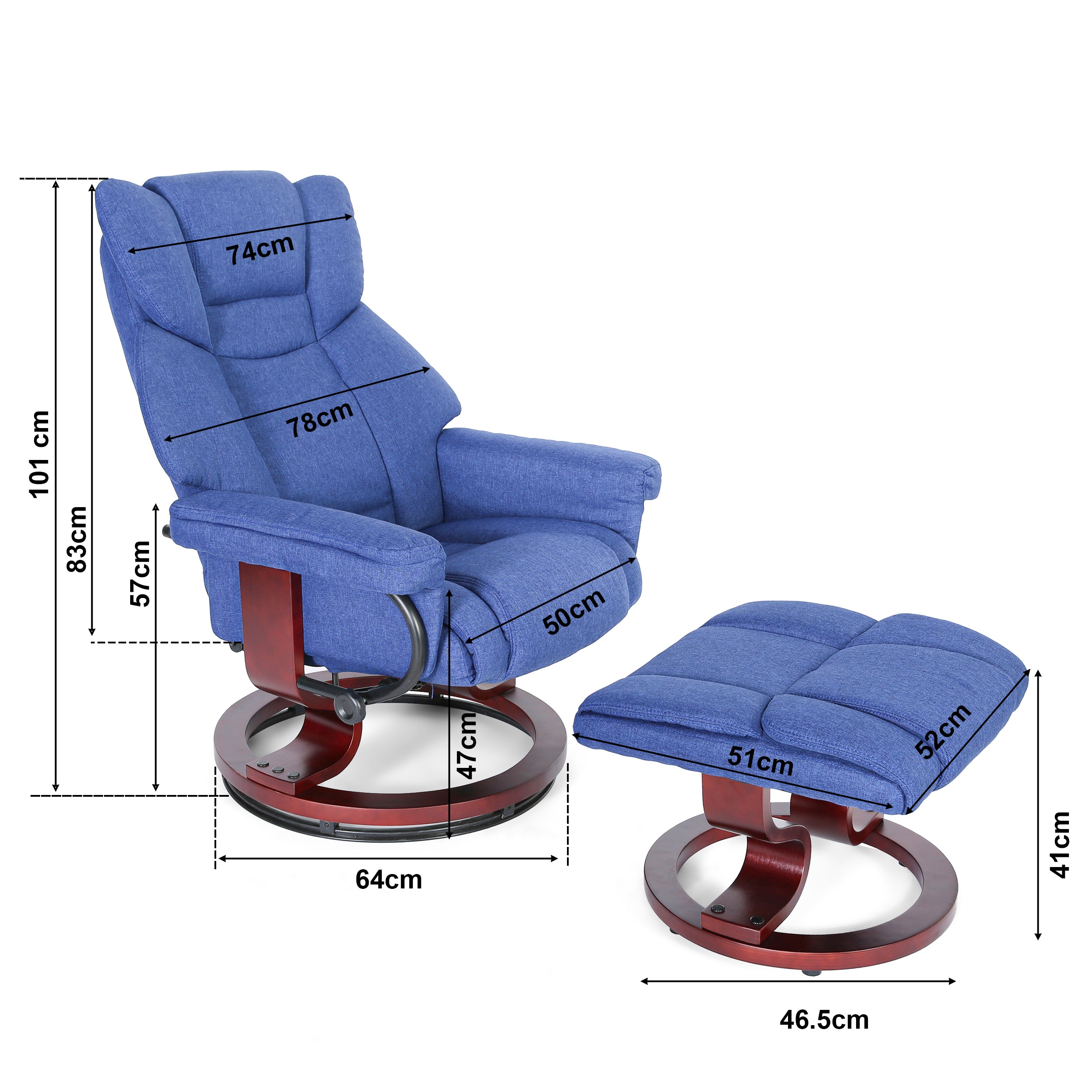 Blisswood Swivel Recliner Arm Chair With Footstool