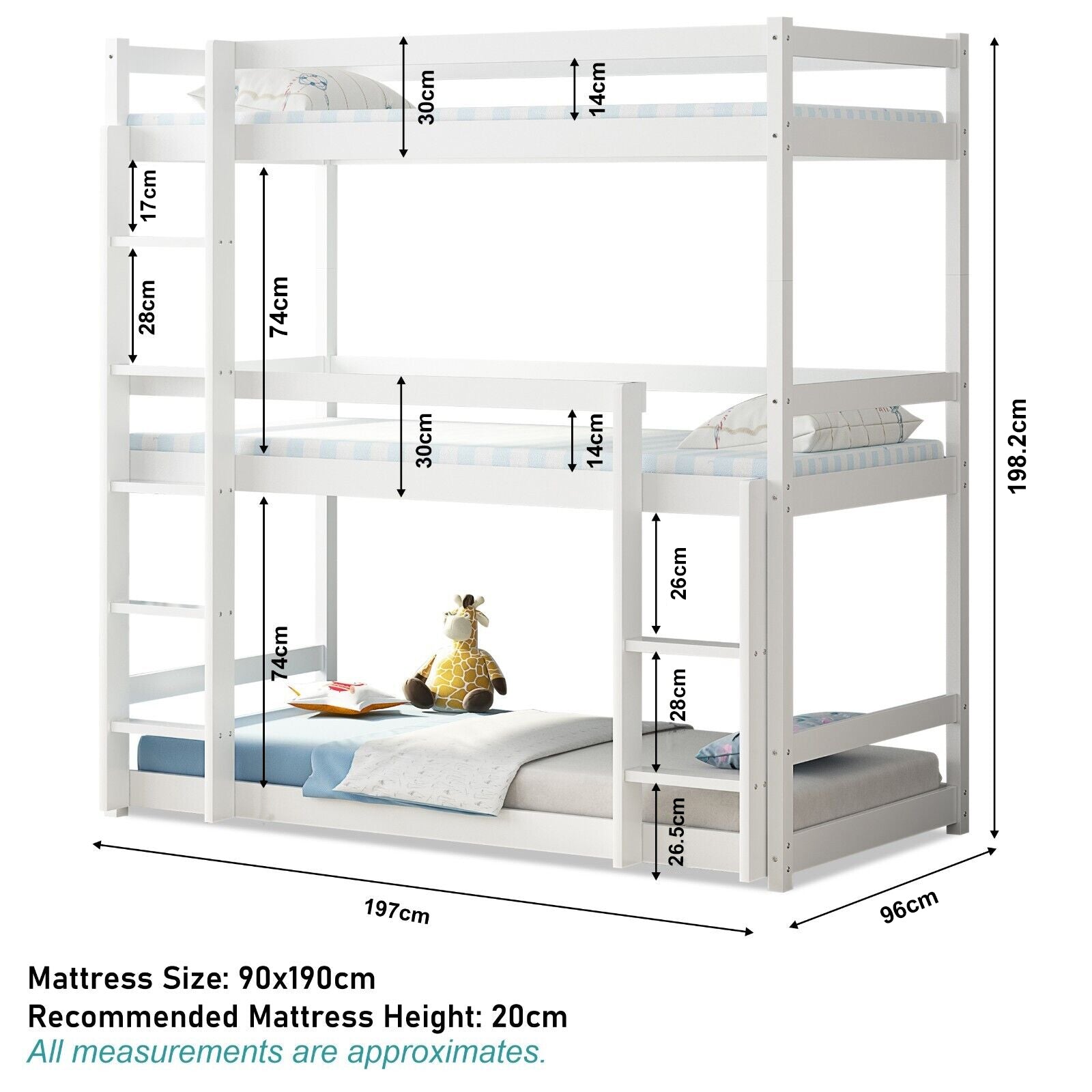 Blisswood Triple Sleeper Bunk Bed Frame