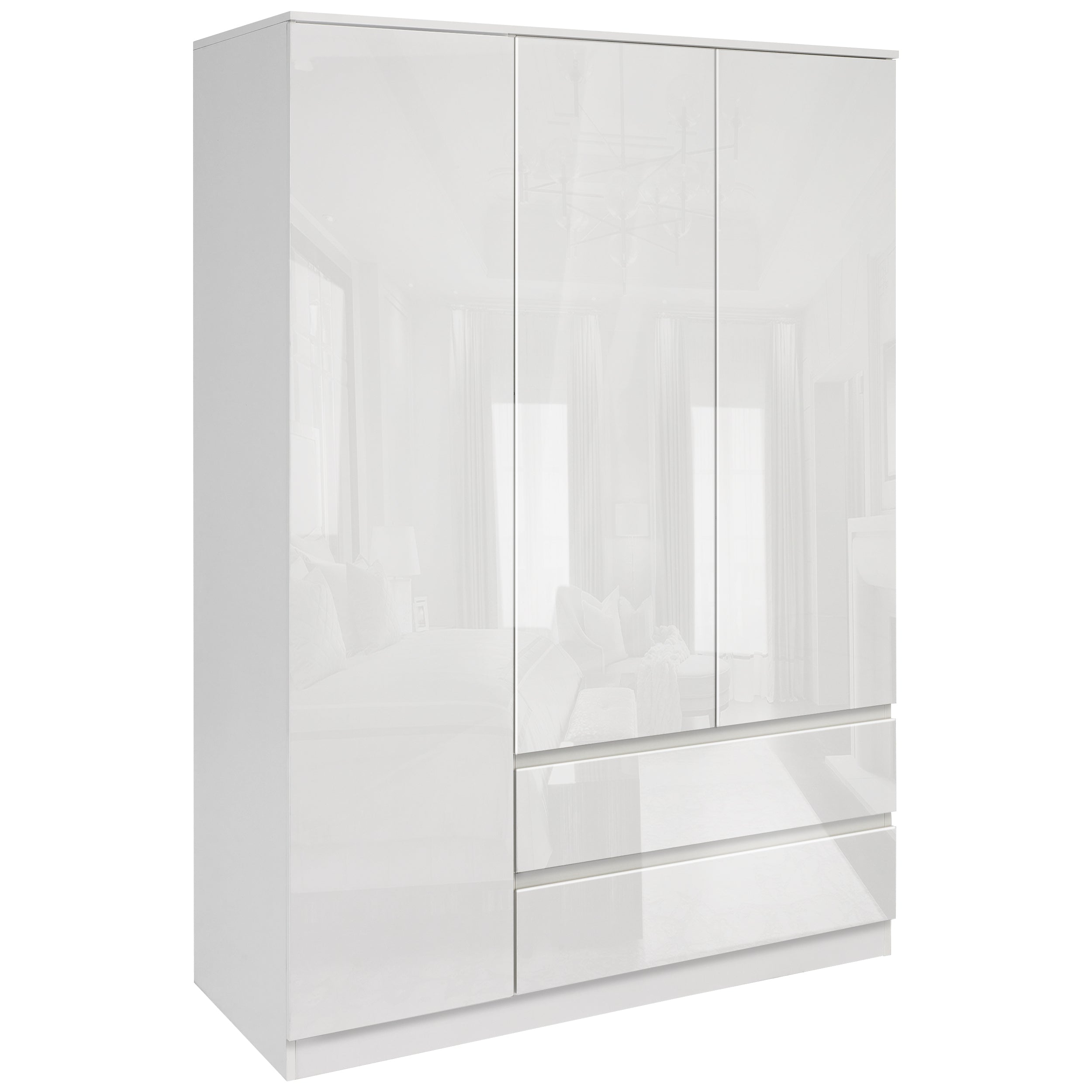 Blisswood High Gloss 3 Door Wardrobe and 8 Drawer Chest Bedroom Set